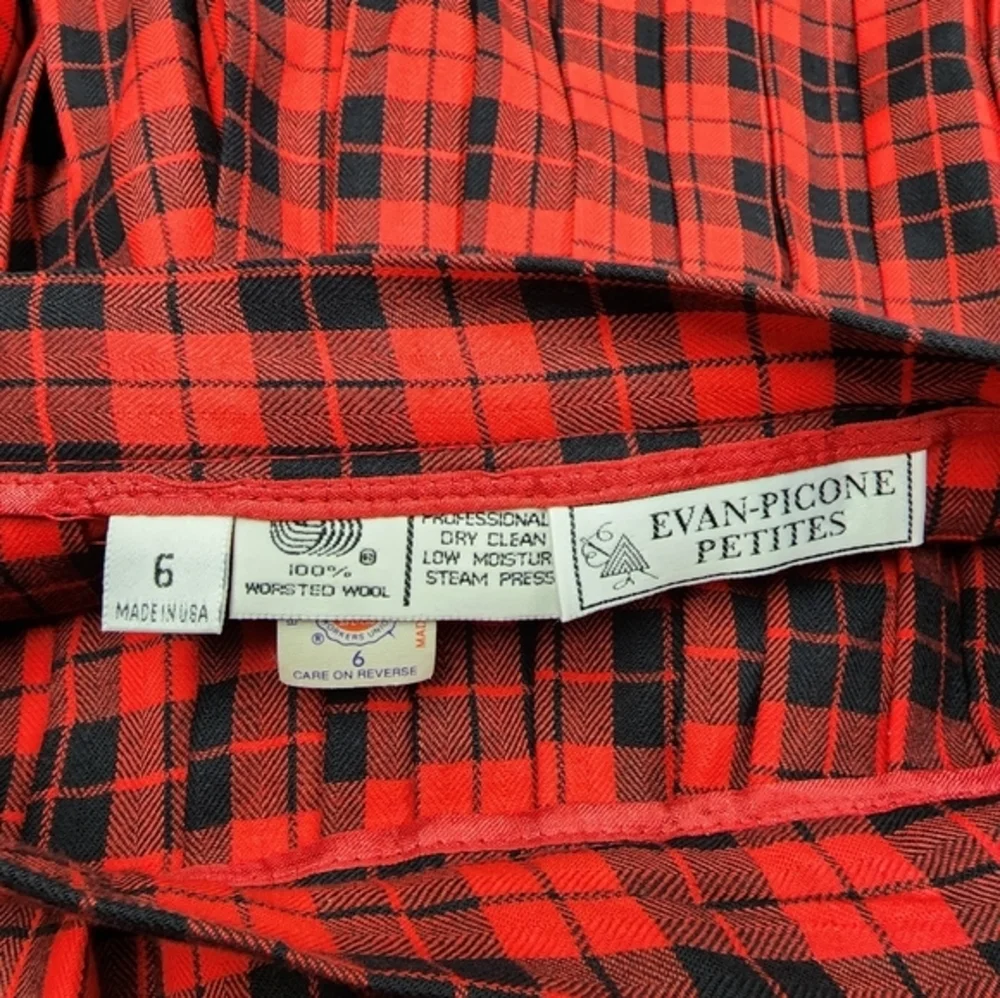 Vintage Evan Picone Red‎ Black Plaid Skirt 70/80s